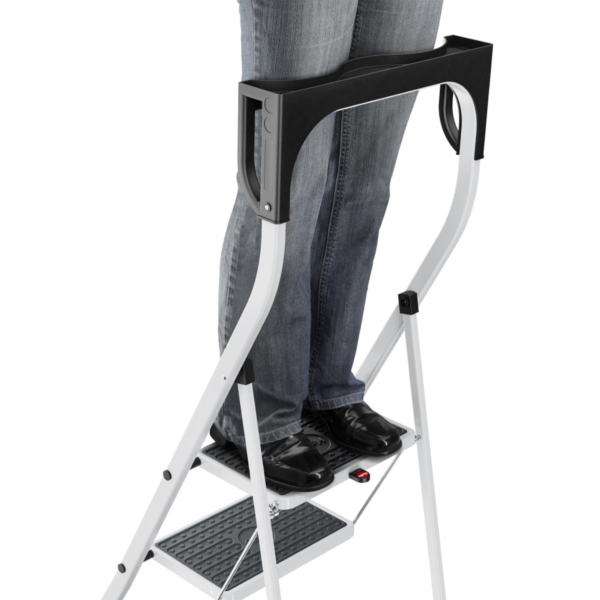Hailo K75 ComfortLine 3-Step Ladder, Foldable Steel Step Stool, 330 Lbs Capacity