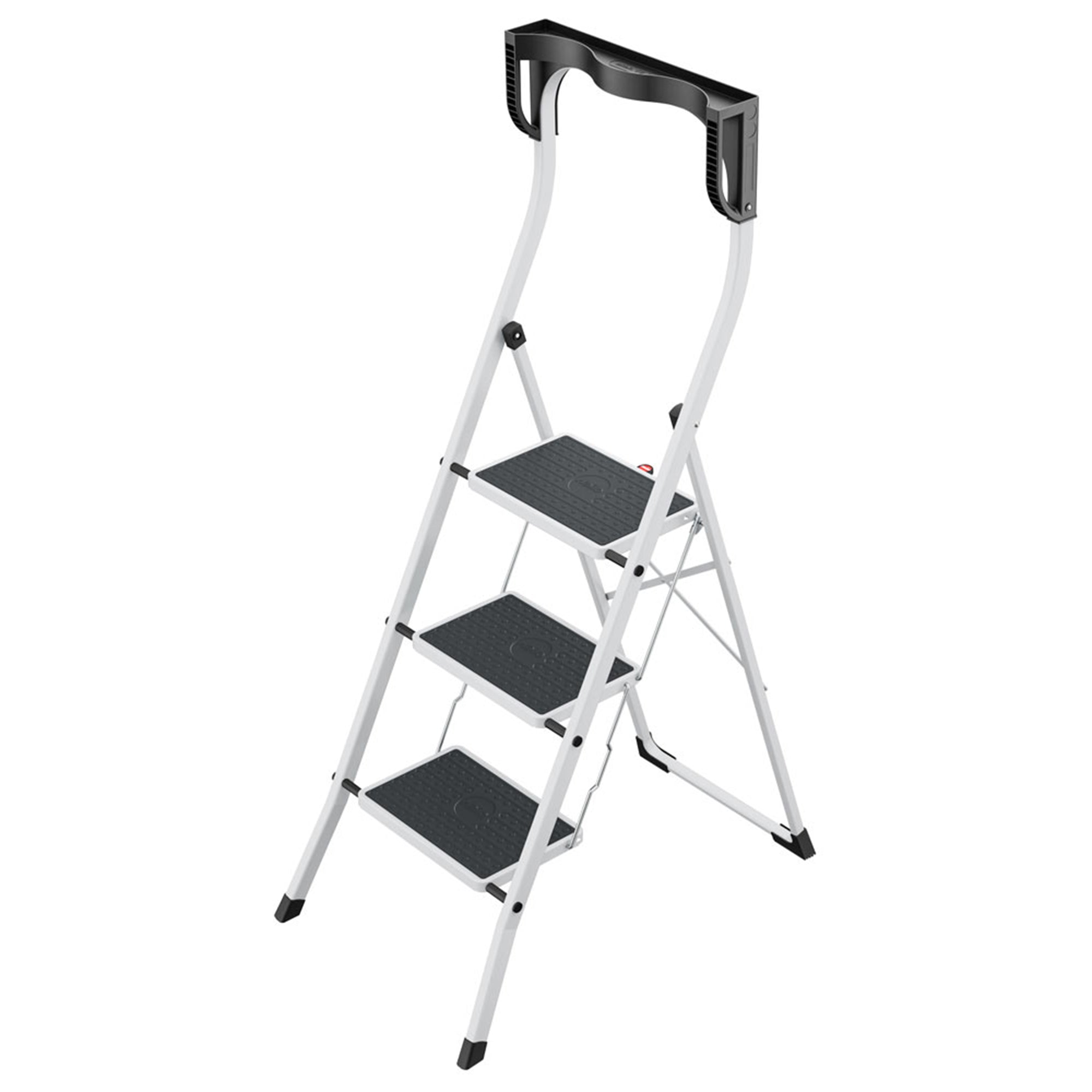 Hailo K75 ComfortLine 3-Step Ladder, Foldable Steel Step Stool, 330 Lbs Capacity