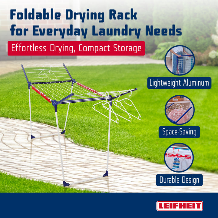 Leifheit Pegasus 200 Solid Standing Dryer with 5 Hangers and 4 Clips, 20m Space