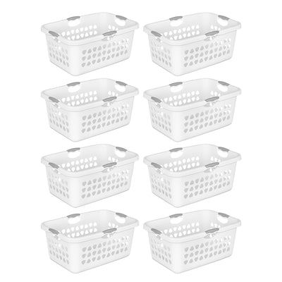 Sterilite Ultra Laundry Basket, 2 Bushel Plastic Hamper with Handles, 8 Pack
