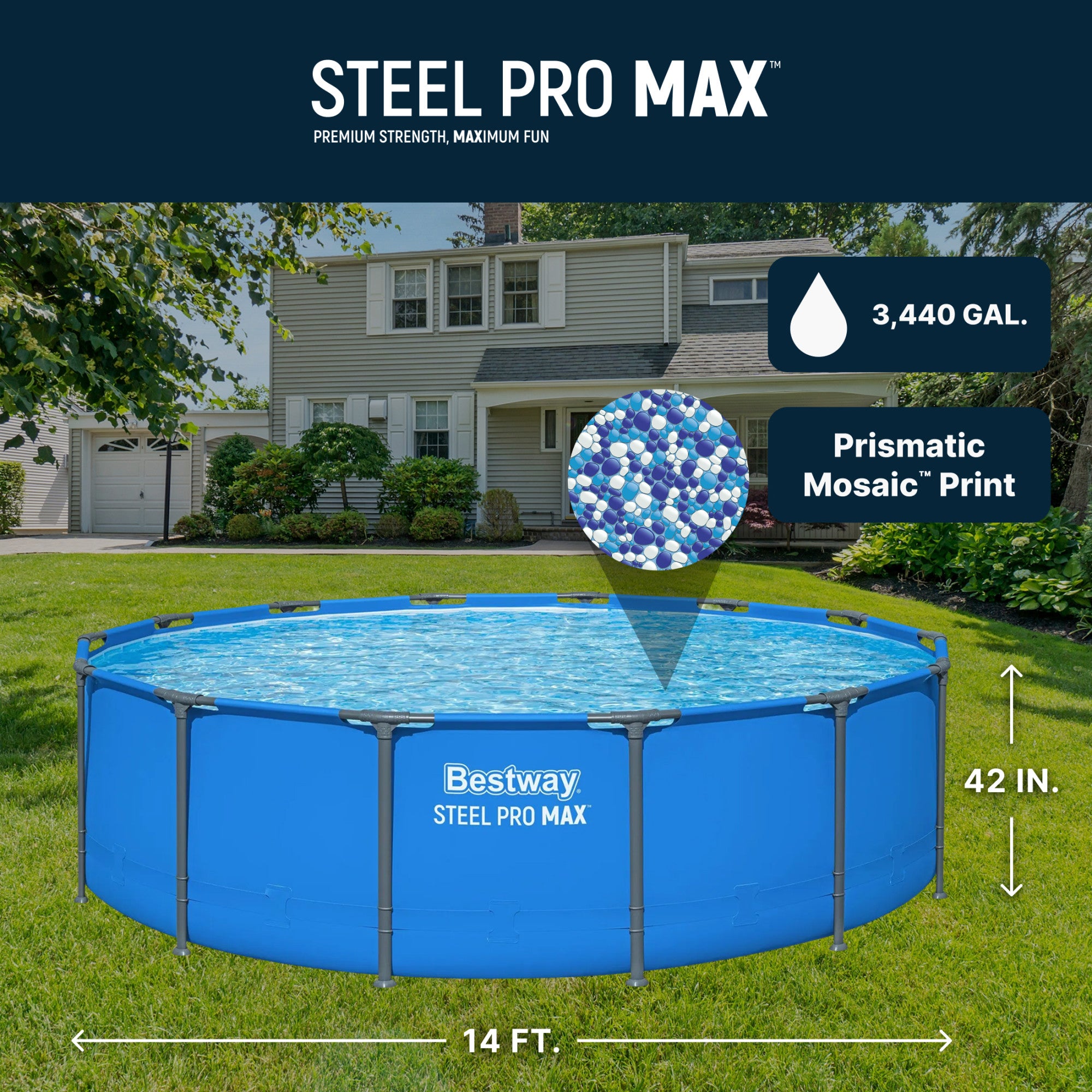 Bestway Steel Pro MAX 14’ x 42" Metal Frame Above Ground POOL ONLY (Open Box)