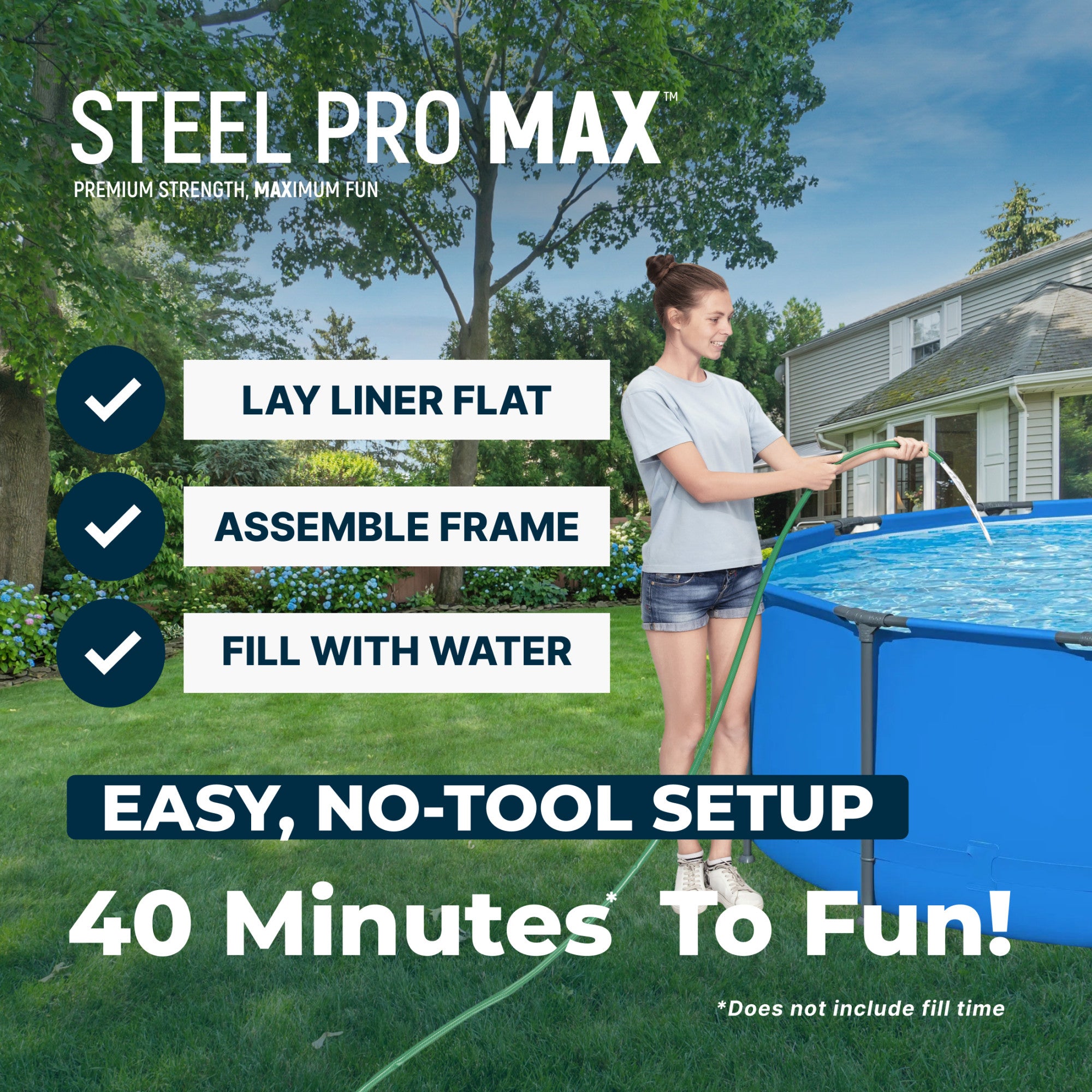 Bestway Steel Pro MAX 14’ x 42" Metal Frame Above Ground Pool, POOL ONLY (Used)