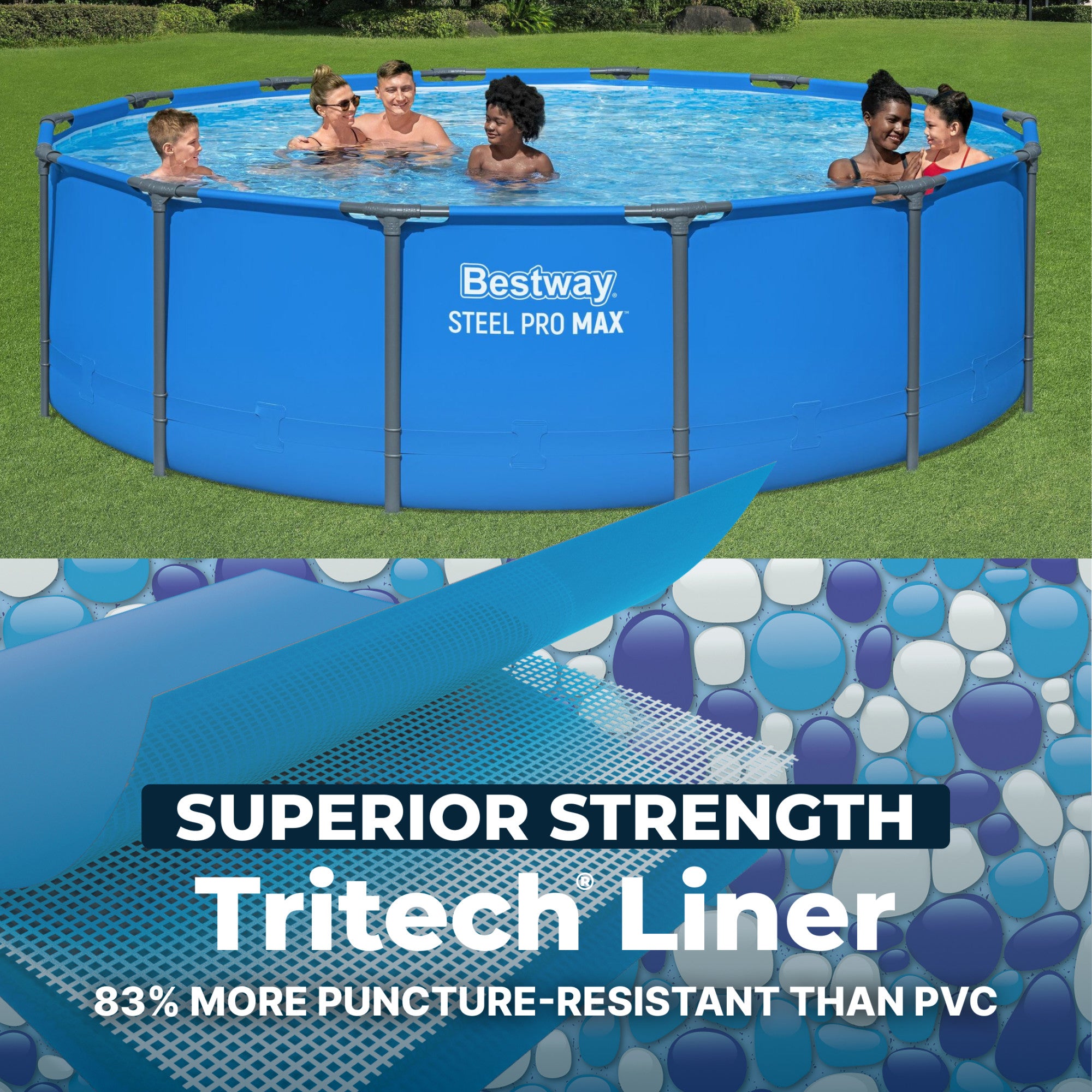 Bestway Steel Pro MAX 14’ x 42" Metal Frame Above Ground Pool, POOL ONLY (Used)