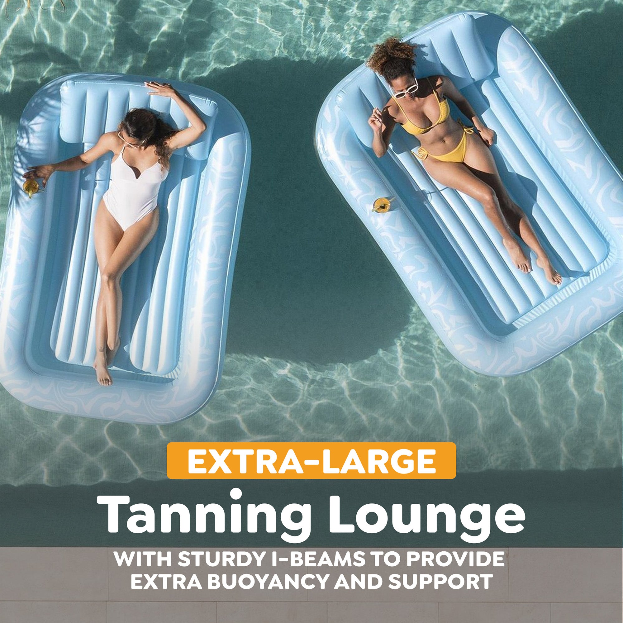 H2OGO! Sun-Kissed Tanning Lounge, 6'8" x 54" x 10" XL Inflatable Pool Float (Open Box)