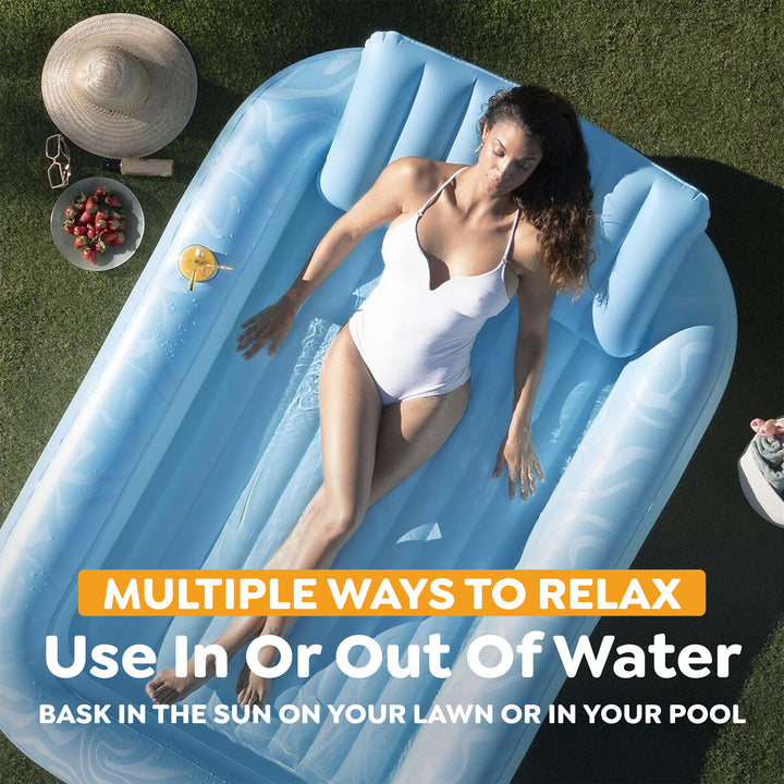 H2OGO! Sun-Kissed Tanning Lounge, 6'8" x 54" x 10" XL Inflatable Pool Float - VMInnovations