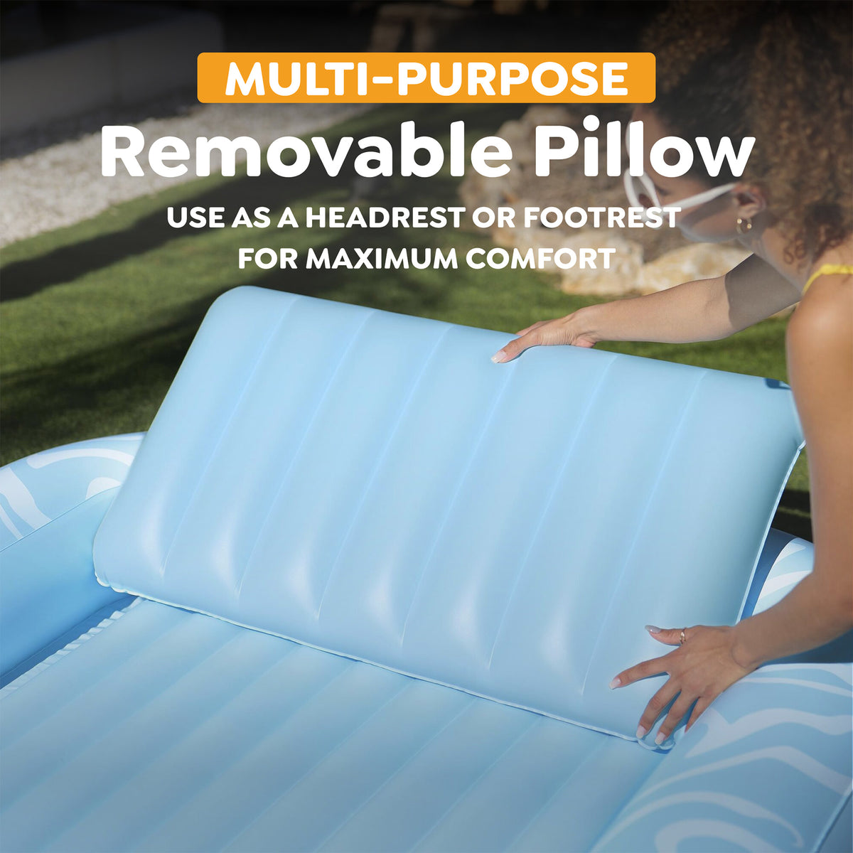 H2OGO! Sun-Kissed Tanning Lounge, 6'8" x 54" x 10" XL Inflatable Pool Float (Open Box)