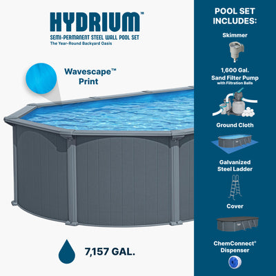 Bestway Hydrium 24' x 12' x 52" Oval Steel Wall Above Ground Pool Set(For Parts)
