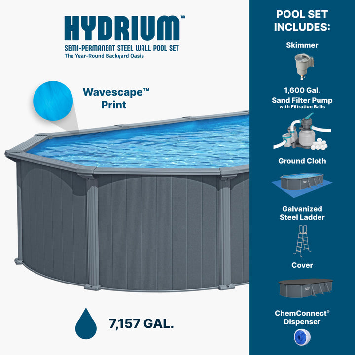Bestway Hydrium 24' x 12' x 52" Oval Steel Wall Above Ground Pool Set(For Parts)