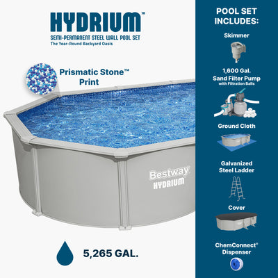 Bestway Hydrium 20' x 12' x 48" Oval Steel Wall Above Ground Pool Set