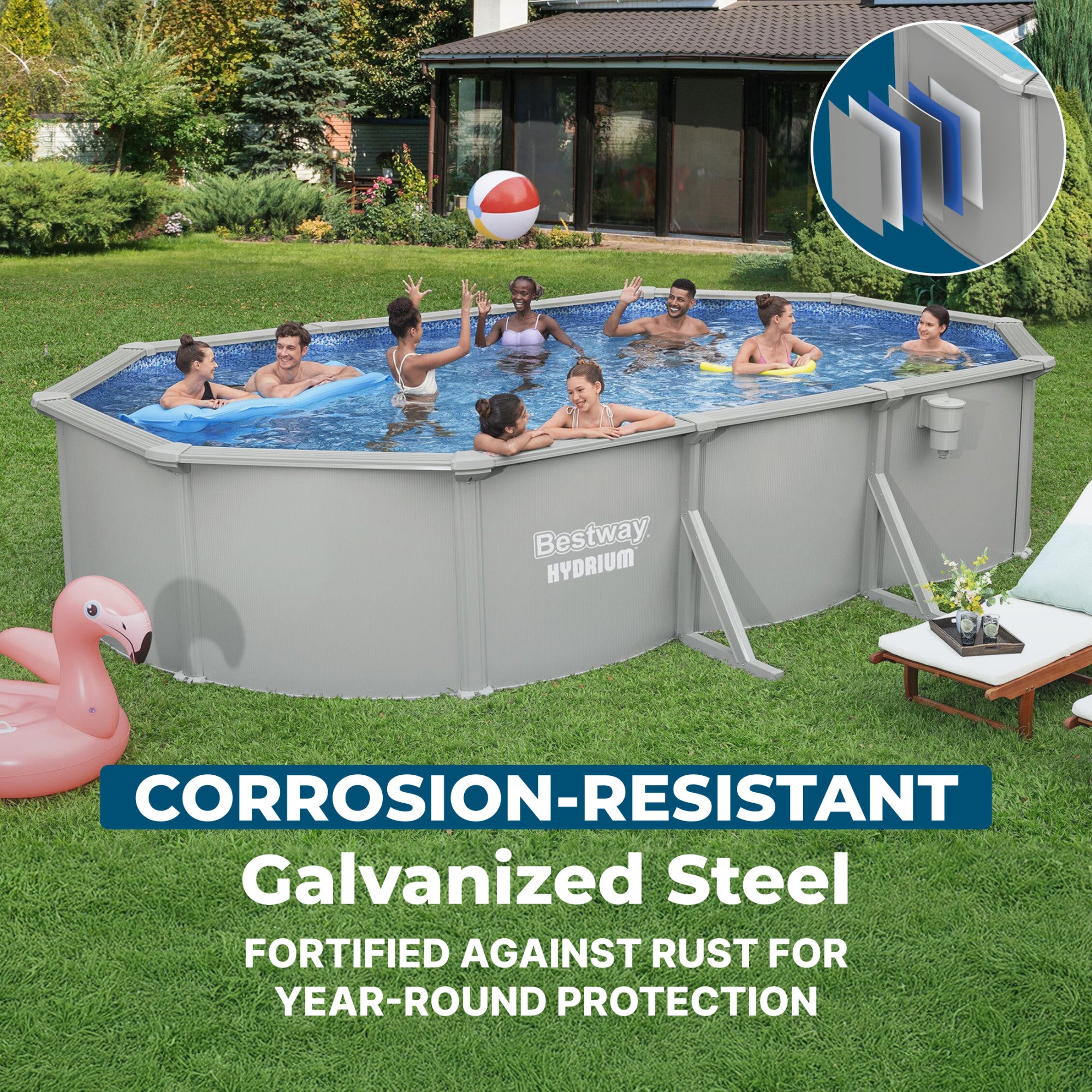 Bestway Hydrium 20' x 12' x 48" Oval Steel Wall Above Ground Pool Set