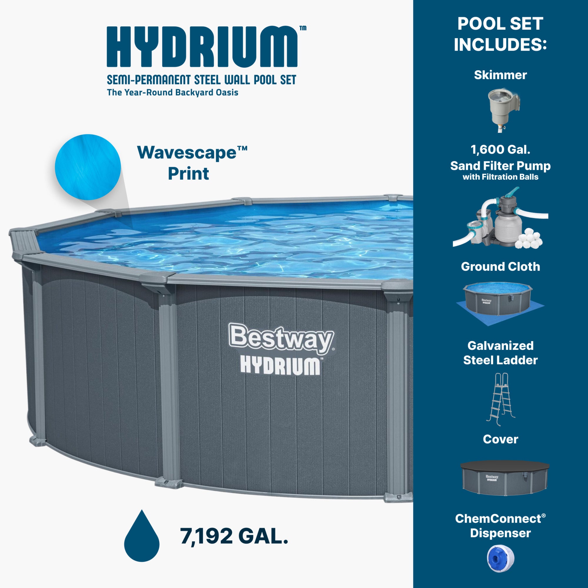 Bestway Hydrium 18' x 52" Round Steel Wall Above Ground Pool Set (Open Box)