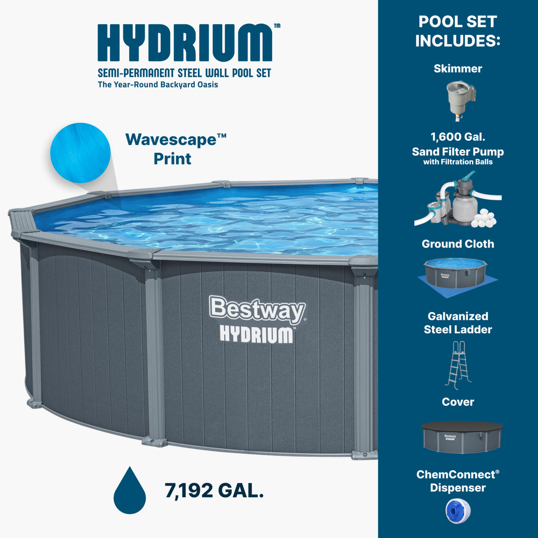 Bestway Hydrium 18' x 52" Round Steel Wall Above Ground Pool Set (Open Box)