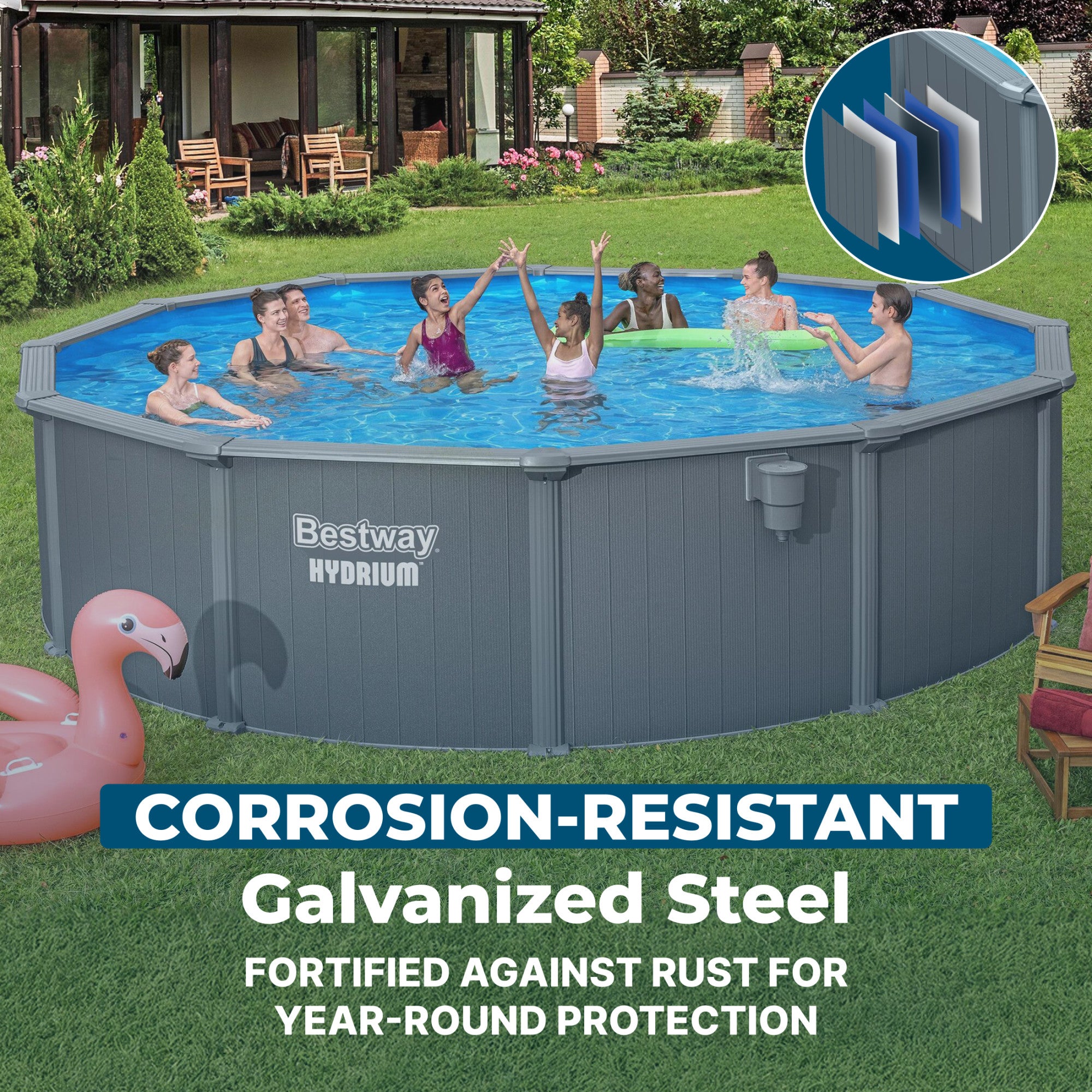 Bestway Hydrium 18' x 52" Round Steel Wall Above Ground Pool Set (Open Box)