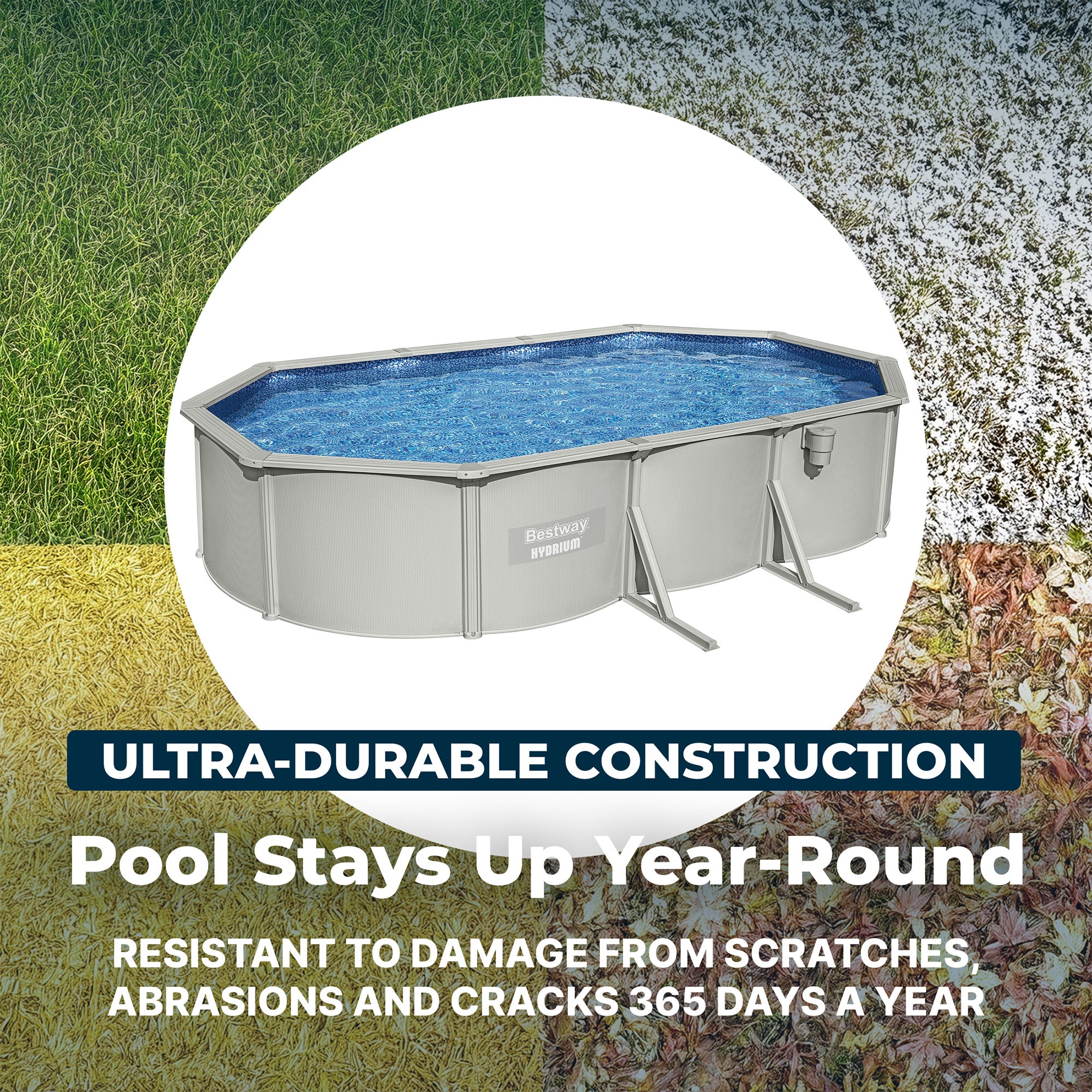 Bestway Hydrium 16'5" x 12" x 48" Oval Steel Wall Above Ground Pool (Open Box)