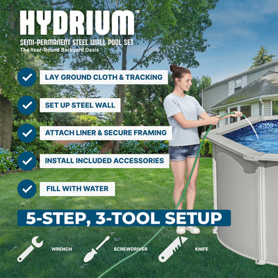 Bestway Hydrium 16'5" x 12" x 48" Oval Steel Wall Above Ground Pool (Open Box)