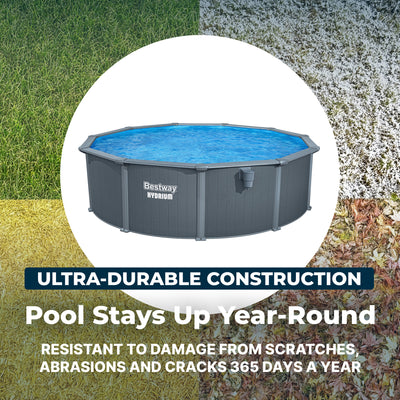 Bestway Hydrium 16' x 52" Round Steel Wall Above Ground Swimming Pool Set, Gray - VMInnovations