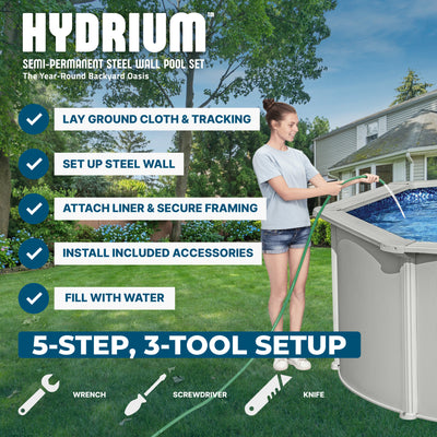 Bestway Hydrium 15' x 48" Round Steel Wall Above Ground Pool Set (Open Box)