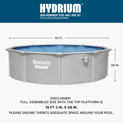 Bestway Hydrium 15' x 48" Round Steel Wall Pool with Deluxe Maintenance Kit