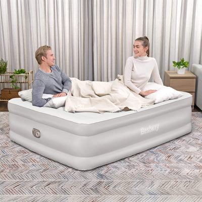 Bestway Tritech 20" Queen Air Mattress, Airbed with Built-in AC Pump, (Open Box)