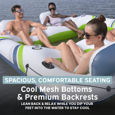 Bestway Hydro Force Breeze Party Island, 4 Person Inflatable Lounger (Open Box)