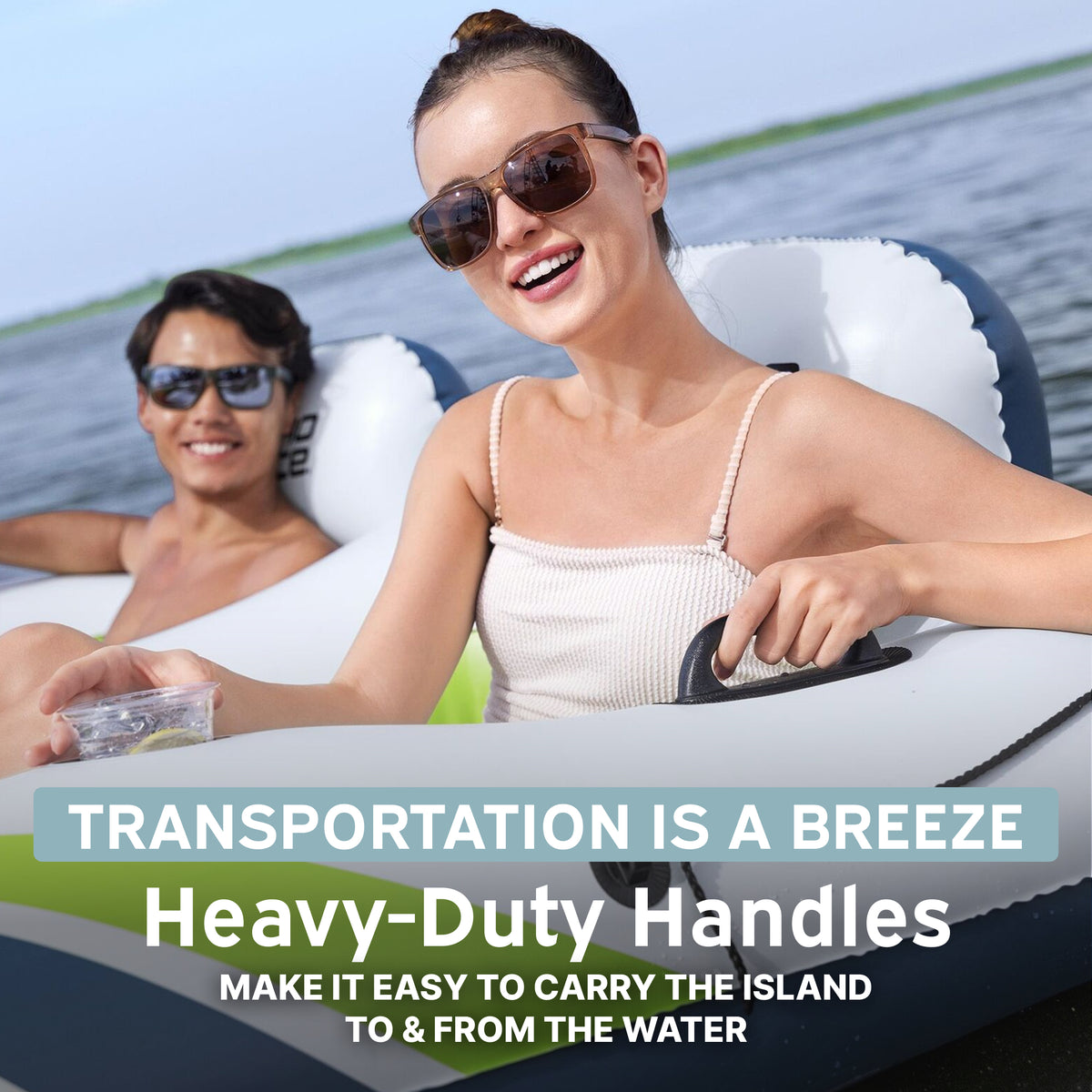 Bestway Hydro Force Breeze Party Island, 4 Person Inflatable Lounger (Open Box)