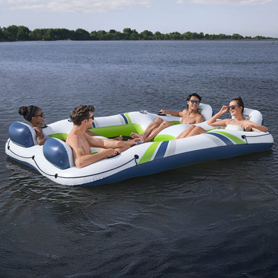 Bestway Hydro Force Breeze Party Island, 4 Person Inflatable Lounger (Open Box)
