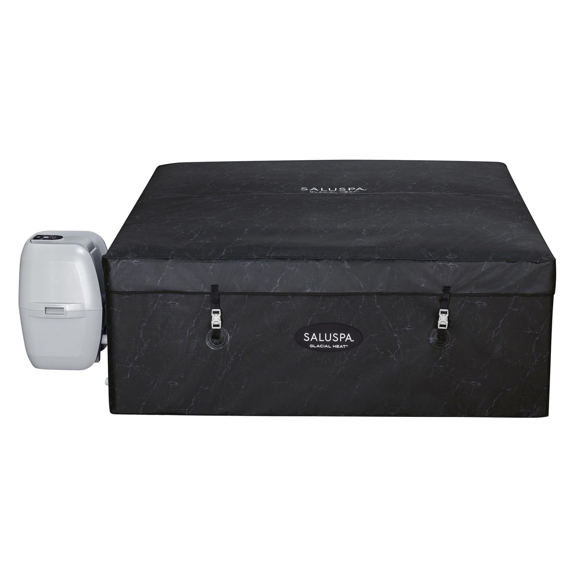 SaluSpa 69" x 64.5" x 24" Glacial Heat ThermaCore Ice Bath & Hot Tub Airjet 4 Black Stone Square - VMInnovations