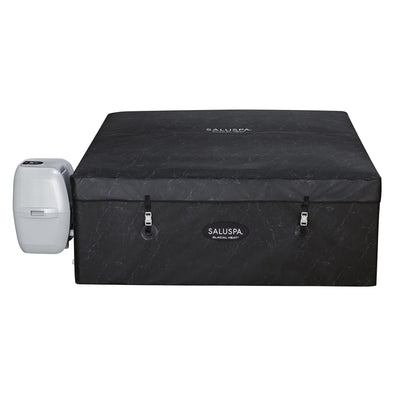 SaluSpa 69" x 64.5" x 24" Glacial Heat ThermaCore Ice Bath & Hot Tub Airjet 4 Black Stone Square - VMInnovations