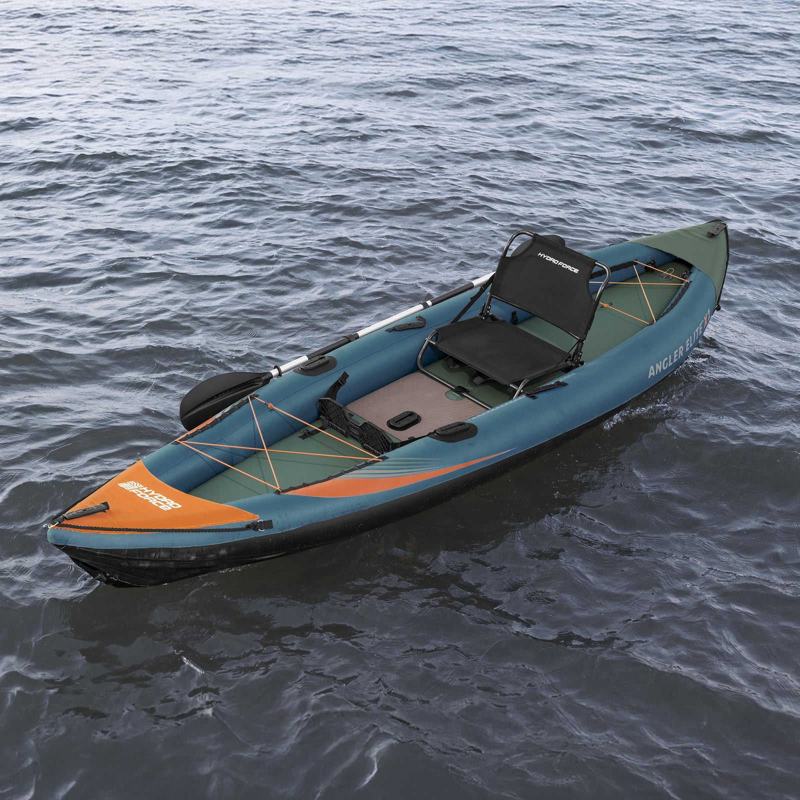 Hydro Force 12' 6" Inflatable Fishing Kayak Set for 1 Person, Angler Elite X1 - VMInnovations