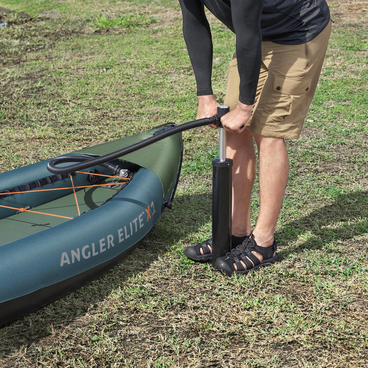 Hydro Force 12' 6" Inflatable Fishing Kayak Set for 1 Person, Angler Elite X1 - VMInnovations