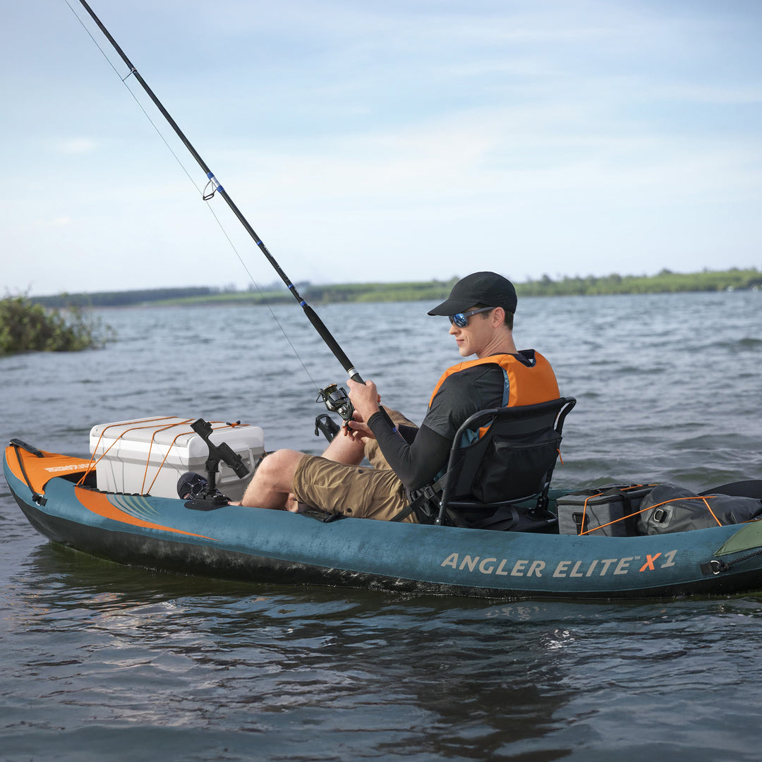 Hydro Force 12' 6" Inflatable Fishing Kayak Set for 1 Person, Angler Elite X1 - VMInnovations