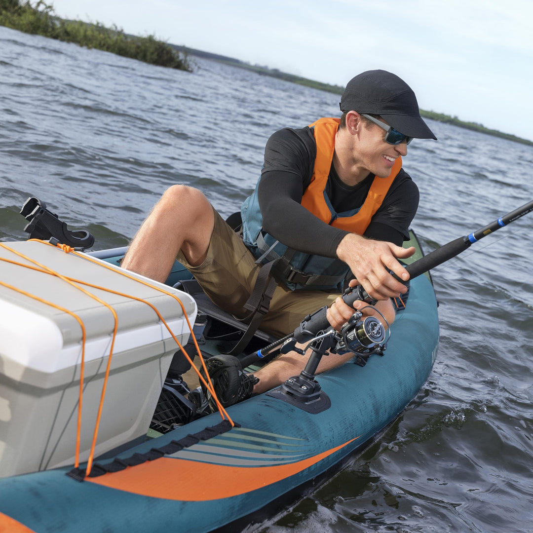 Hydro Force 12' 6" Inflatable Fishing Kayak Set for 1 Person, Angler Elite X1 - VMInnovations