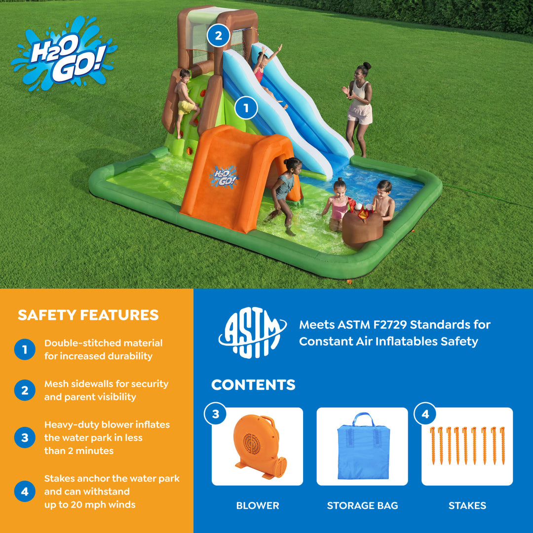 H2OGO! Inflatable Mega Water Park, Happy Camper 14'8" Play Center with Camp Toys - VMInnovations
