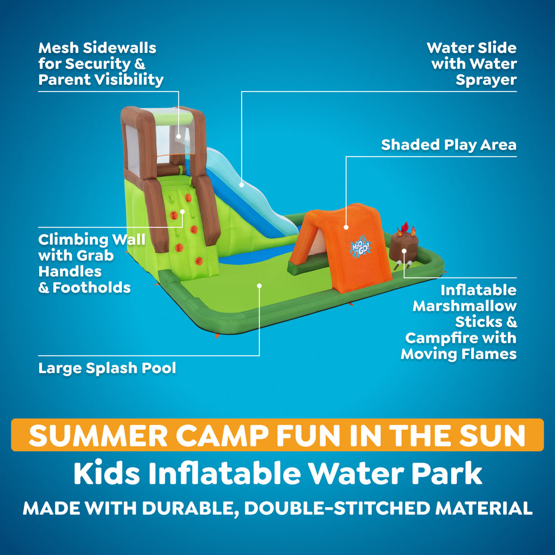 H2OGO! Inflatable Mega Water Park, Happy Camper 14'8" Play Center with Camp Toys - VMInnovations