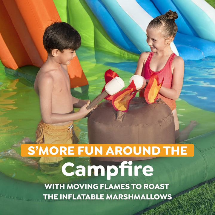 H2OGO! Inflatable Mega Water Park, Happy Camper 14'8" Play Center with Camp Toys - VMInnovations