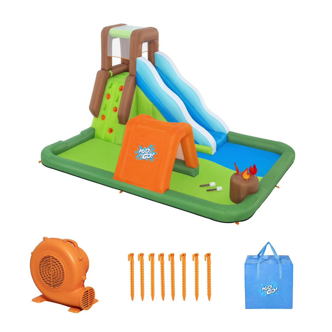 H2OGO! Inflatable Mega Water Park, Happy Camper 14'8" Play Center with Camp Toys - VMInnovations