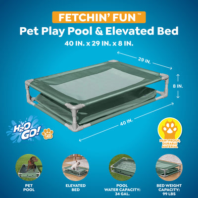 H2OGO! Pet Play Pool & Elevated Bed, Fetchin' Fun Splash Pool & Bed (Open Box)