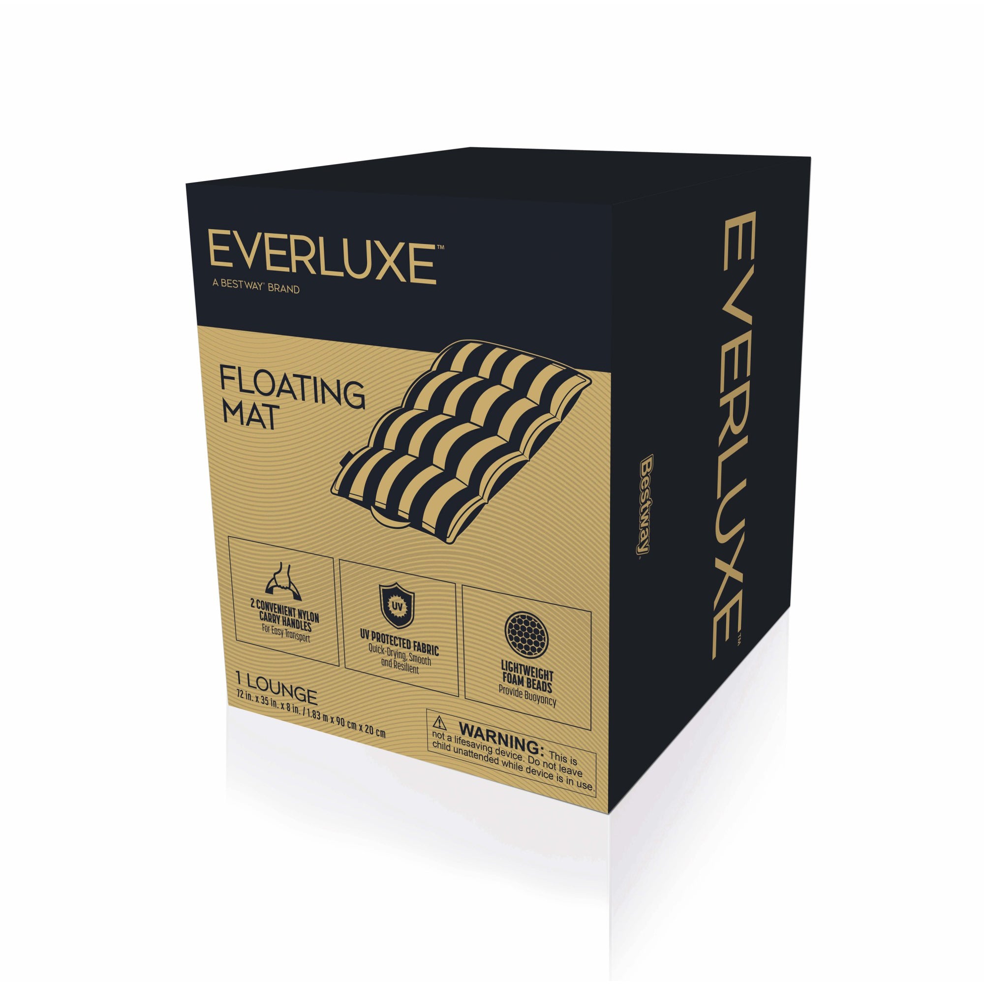 Bestway EVERLUXE Floating Pool Mat, 72" x 35" x 8" Fabric-Covered Pool Lounger - VMInnovations