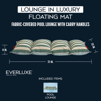 Bestway EVERLUXE Floating Pool Mat, 72" x 35" x 8" Fabric-Covered Pool Lounger - VMInnovations