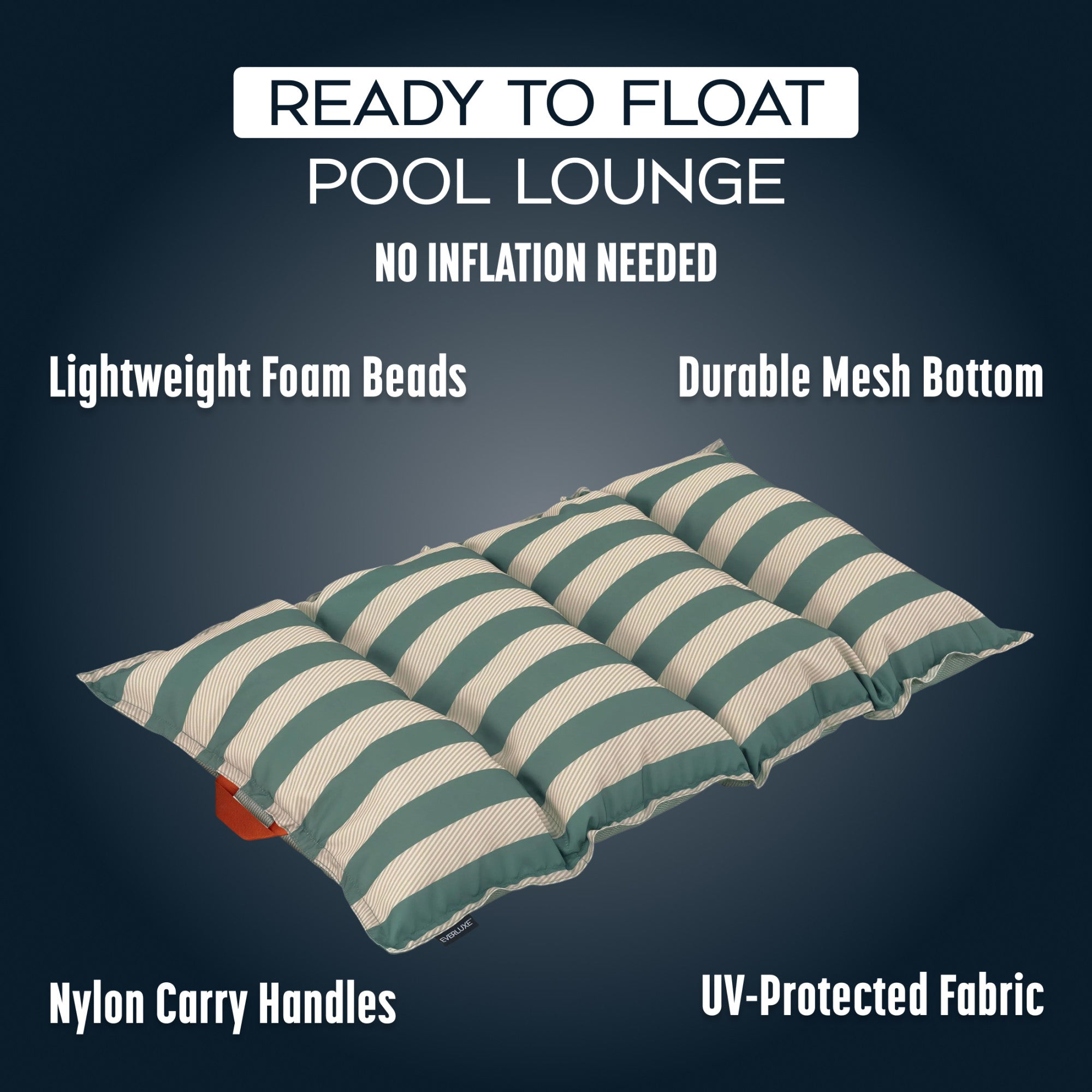 Bestway EVERLUXE Floating Pool Mat, 72" x 35" x 8" Fabric-Covered Pool Lounger - VMInnovations