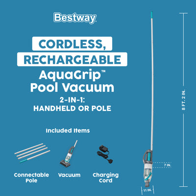 Bestway AquaGrip Handheld Pool Vacuum, 2-in-1 Pole & Hand Held Cordless Vacuum - VMInnovations
