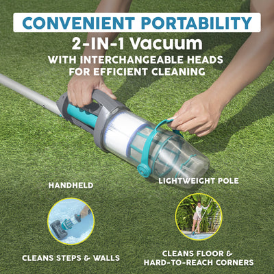Bestway AquaGrip Handheld Pool Vacuum, 2-in-1 Pole & Hand Held Cordless Vacuum - VMInnovations