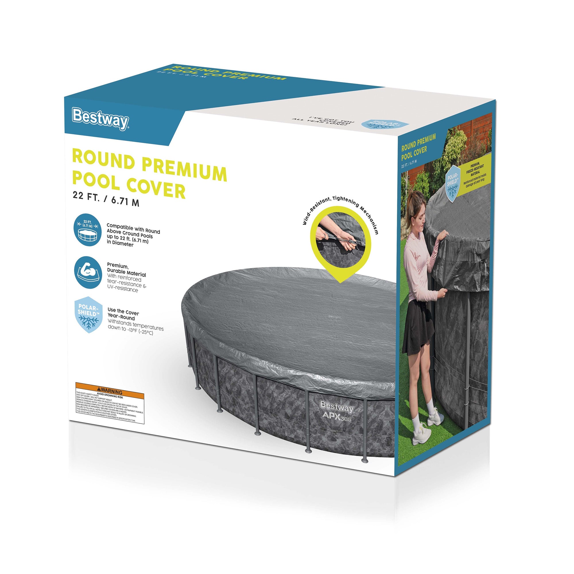 Bestway Round Pool Cover for 22' Above Ground Pools with Polar-Shield (Open Box) - VMInnovations