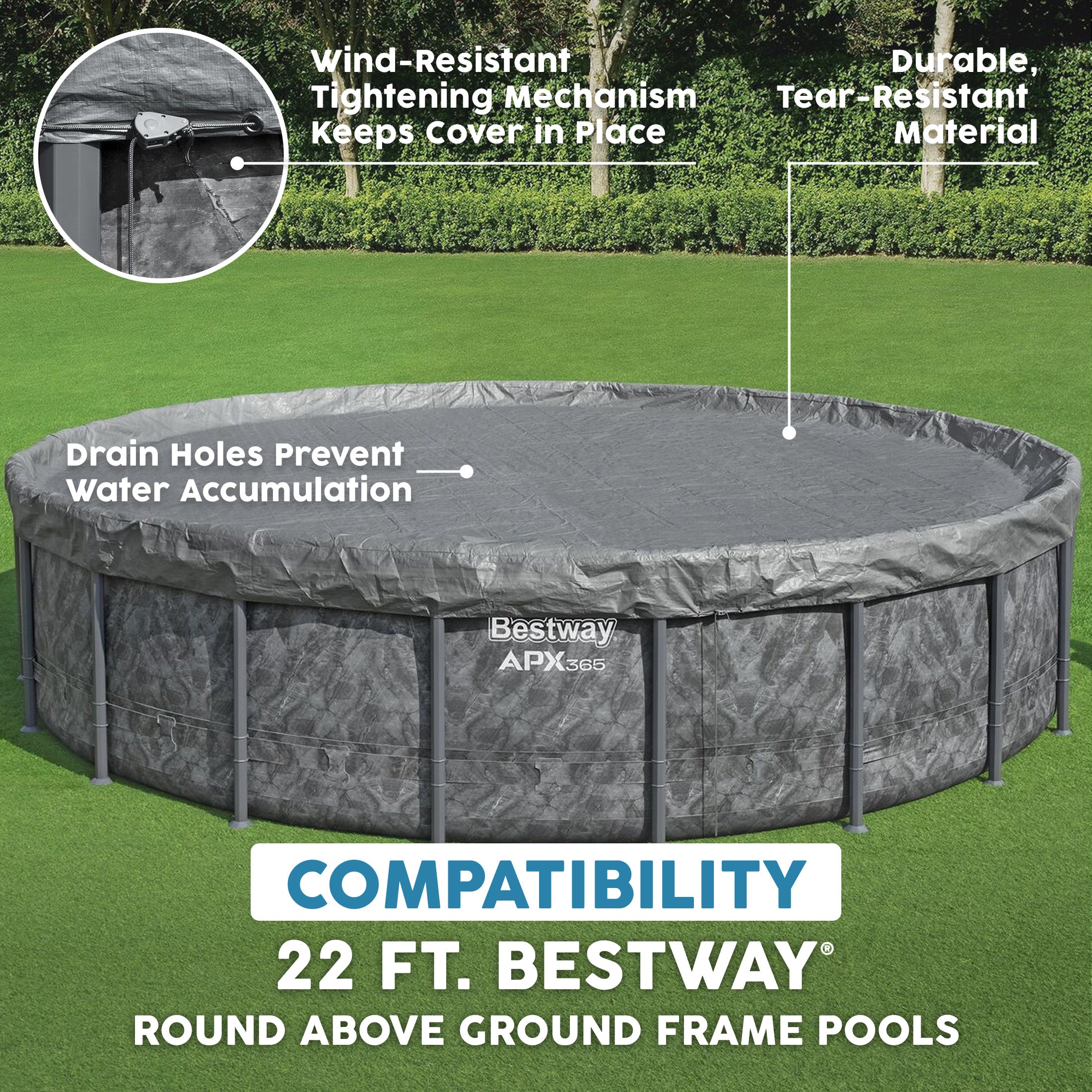 Bestway Round Pool Cover for 22' Above Ground Pools with Polar-Shield (Open Box) - VMInnovations