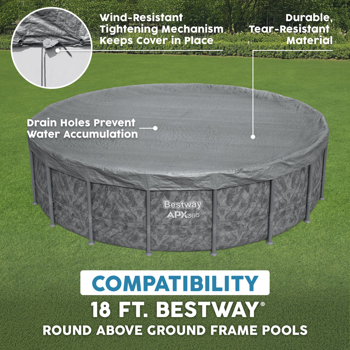 Bestway Round Premium Pool Cover for 18' Above Ground Pools (Open Box)