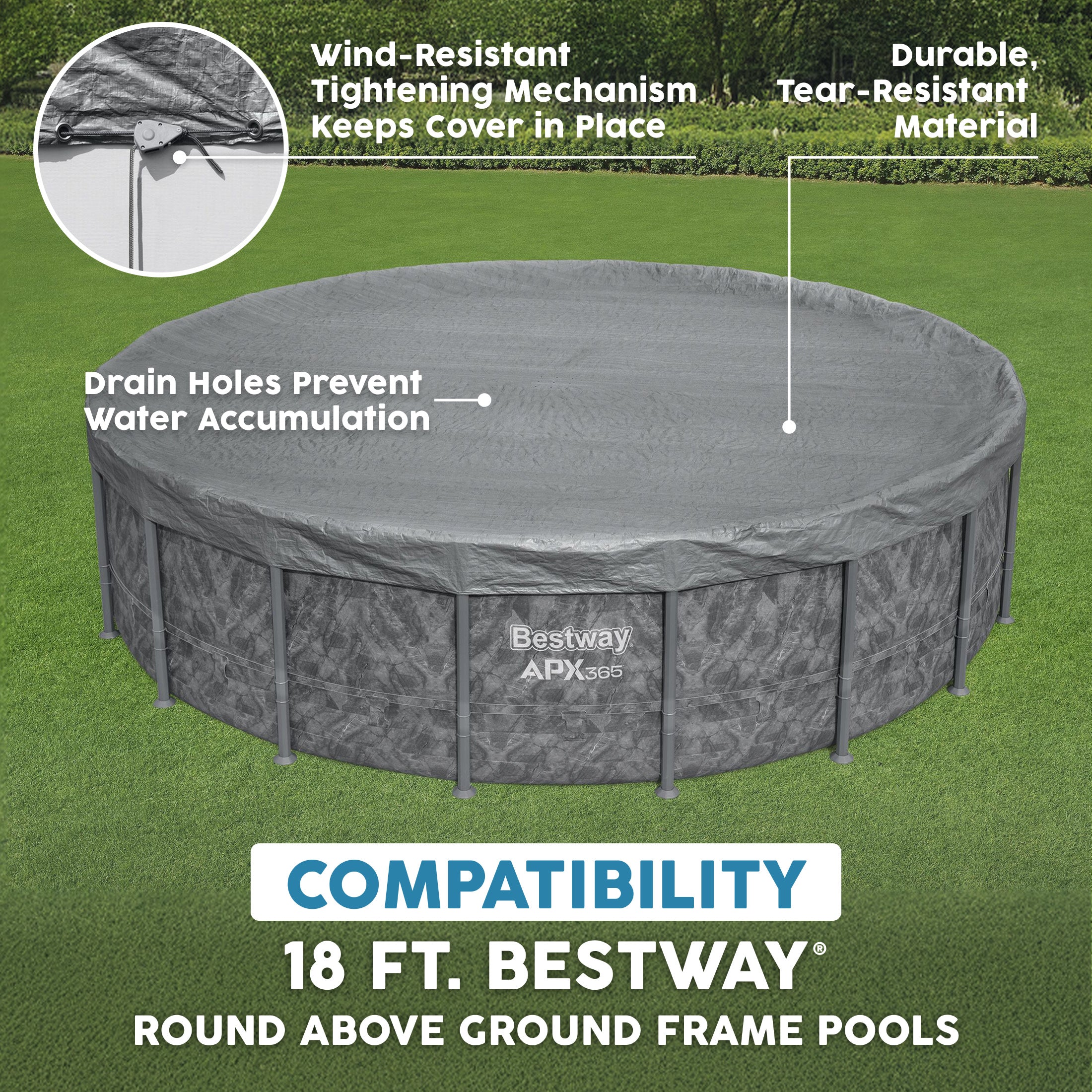 Bestway Round Premium Pool Cover for 18' Above Ground Pools (Open Box) - VMInnovations