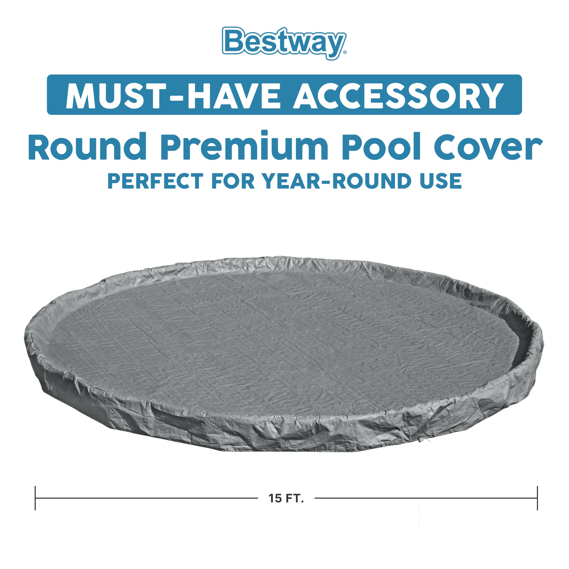 Bestway Round Premium Pool Cover for 15' Above Ground Pools (Open Box) - VMInnovations