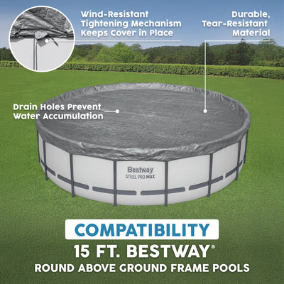 Bestway Round Premium Pool Cover for 15' Above Ground Pools (Open Box) - VMInnovations