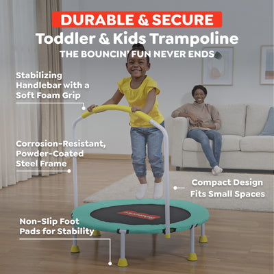 Fisher-Price WonderJump 3ft Indoor Mini Trampoline for Toddlers & Kids(Open Box)