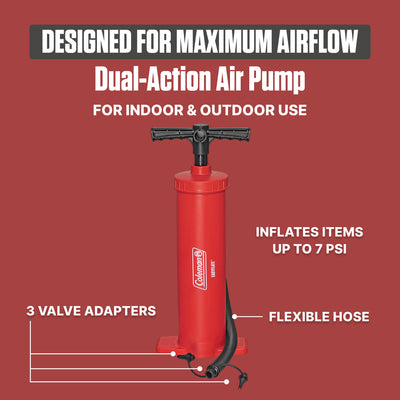 Coleman Dual-Action Manual Air Pump, Hand Pump Inflator with Adapters (Used)